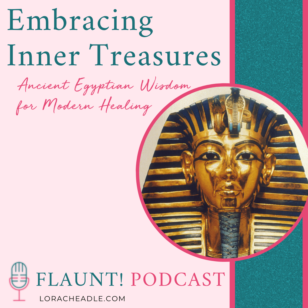 podcast cover with kind tut's mask, an Inner Treasures of Egypt