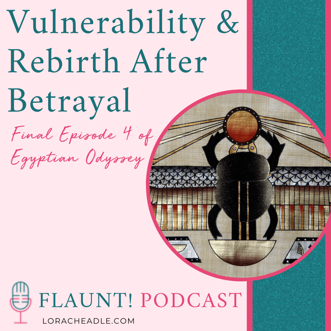 Egyptian scarab and title of podcast